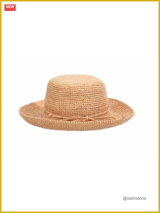 Crocheted Raffia Sun Hat with Drawstring Closure